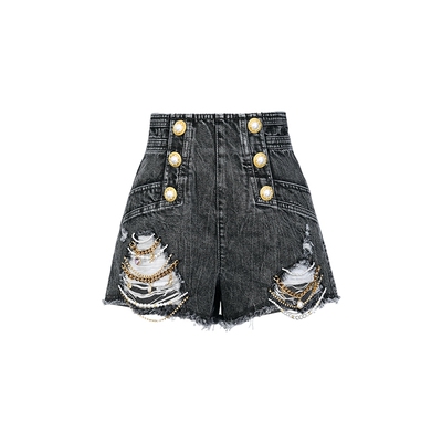 LEFAME芭比破洞牛仔短裤