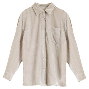 2025冬季新款丝绒衬衫女休闲简约舒适光泽感百搭气质时尚长袖上衣