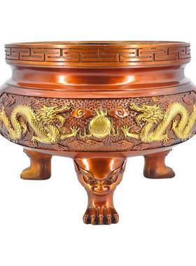 定制30天内发货纯铜香炉家用双龙戏珠祠堂特大号寺院供奉佛具寺庙