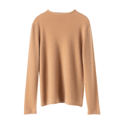 卷边秋冬新款修身风纯山羊绒衫