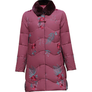 中年妈妈冬装羽绒服中长款洋气大码2025新款50岁中老年女冬季外套