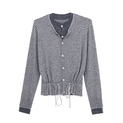 荒荒家假两件抽绳下摆毛衣