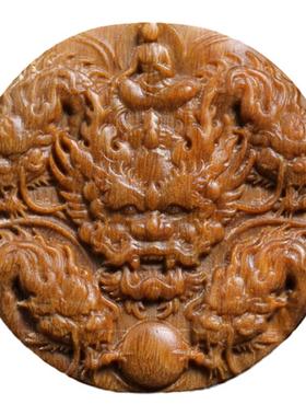 男女通用绿檀木祥龙献宝吊坠挂饰