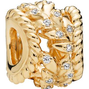 Pandora潘多拉奥莱闪耀谷物漩涡串饰金色麦穗串珠礼物