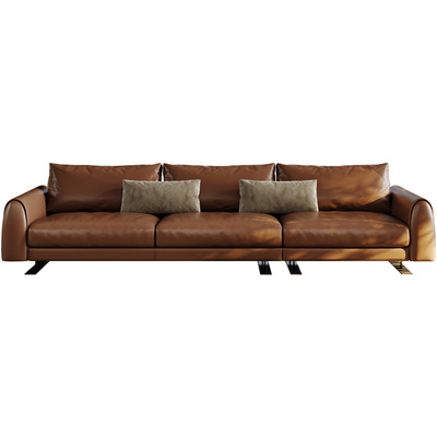 直排三人组合高脚皮沙发