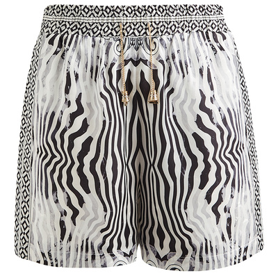 kodice春夏新款黑白印花短裤条纹水墨感宽松休闲风裤子女裤时尚