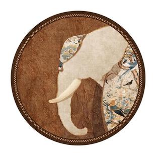 中古风圆形地毯摇椅地垫书房圆型隔音防滑耐磨椅子隔音脚垫高级感