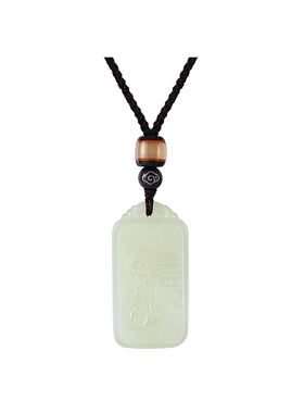 和田玉龙凤对平安牌挂件情侣款