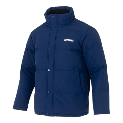 斯凯奇男女冬季立领羽绒服25新款蓝色保暖面包服羽绒外套L424M198