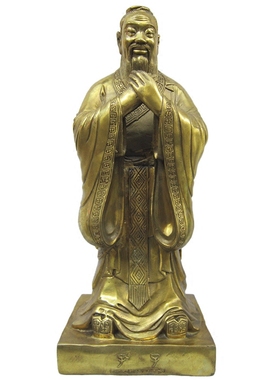 至圣先师孔子纯黄铜雕像儒家