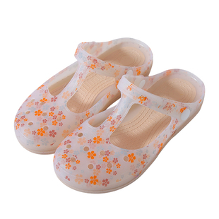 洞洞鞋女夏季新款夏度假碎印花包头沙滩鞋女拖鞋凉鞋女鞋防滑软底