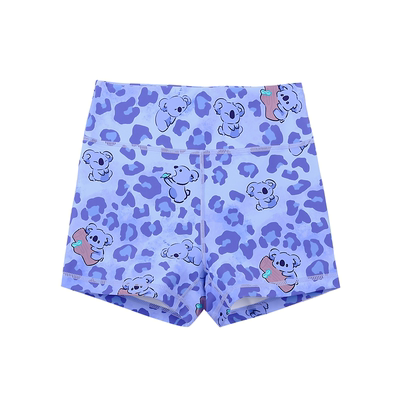 豹纹考拉体能运动弹力塑腰花短裤