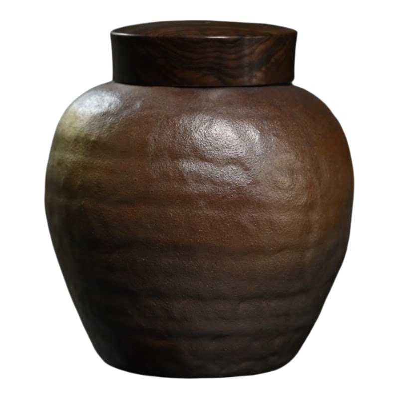 宜兴紫砂九瀚艺术千年一梦盘筑系列黄龙山老紫泥尊古茶罐1600ml