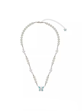 STUGAZI绿松石蝴蝶银锁骨链情侣