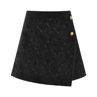 秋水伊人黑色a字休闲短裤女 2025年冬季新款遮肉显瘦简约百搭裤子