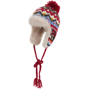 卡蒙帽子女冬新款东北滑雪雷锋帽防寒保暖护耳帽针织帽红色毛线帽