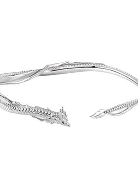 开口龙形手镯女高级感银色小众古法灵龙国风国潮饰品中式首饰镯子