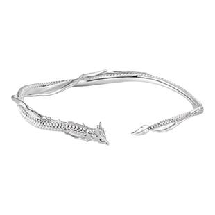 开口龙形手镯女高级感银色小众古法灵龙国风国潮饰品中式首饰镯子