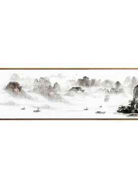 新中式风艺术水墨横版客厅装饰画