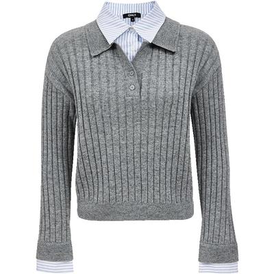 ONLY显瘦纵向坑条假两件针织衫