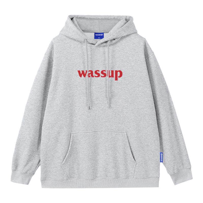 WASSUP潮牌字母连帽卫衣男生