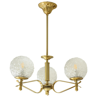 洛西可 美式复古轻奢玻璃球吊灯 法式现代餐厅卧室水纹小3头灯具