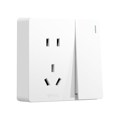 公牛一开五孔明装插座大面板16a