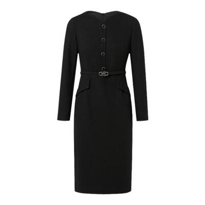 赢智尚心型领羊毛连衣裙