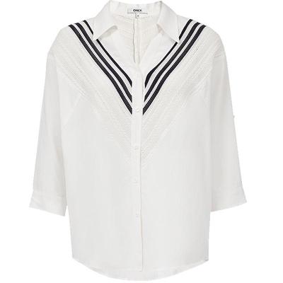 ONLY个性撞色V字拼接衬衫