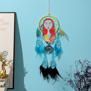 厂家跨境羽毛挂饰万圣节捕梦网壁挂装饰创意风铃吊饰复活节礼物