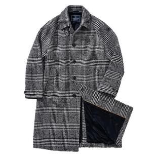 25秋冬英国羊毛威尔士亲王格Balmacaan巴尔玛肯插肩袖毛呢大衣