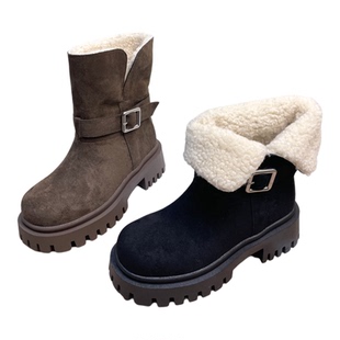 裕达雪地靴女中筒2025新款爆款两穿东北加厚时尚休闲加绒磨砂短靴