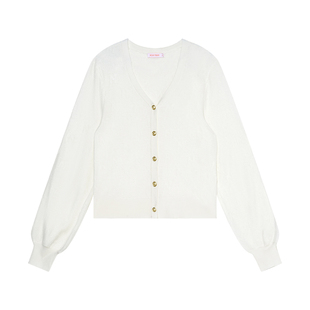 NOISY TEDDY25年秋季新款简约纯色V领女士开衫针织衫时尚宽松百搭