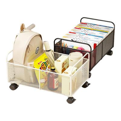 书包置物架桌下装书小推车可移动书架带轮收纳筐桌面书本收纳架子