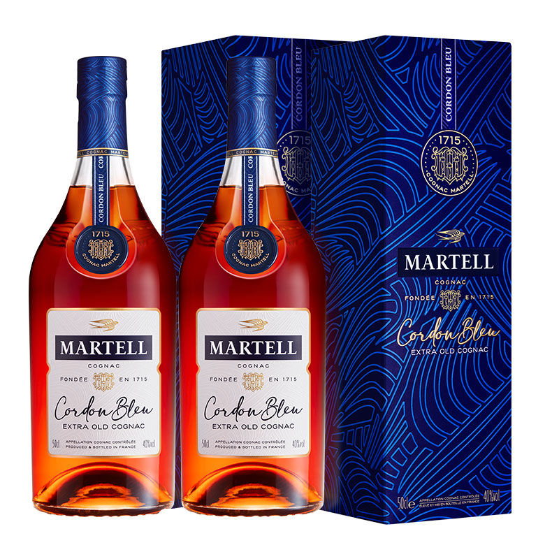 Martell马爹利蓝带干邑白兰地500ml*2法国洋酒礼盒XO级烈酒