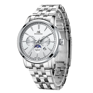 上海手表日月星辰新款腕表多功能男士商务自动机械表夜光防水6025