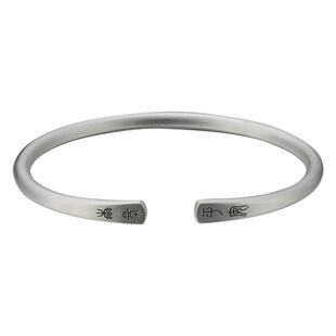 顺钦银楼S9999古法纯银平安喜乐手镯女足银新中式复古百搭手镯