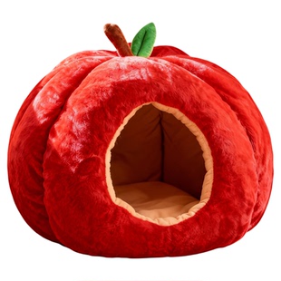 猫窝冬加厚安全感窝猫咪冬季新年兔窝红苹果宠物半封闭式保暖狗窝