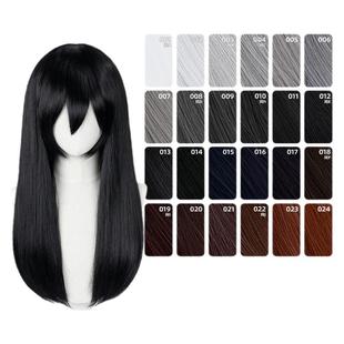 ND家万用60cm中长直001-024色cos假发银灰白黑深棕褐姜红中分头皮