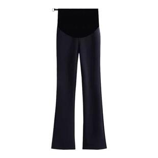 孕妇微喇西装裤子秋冬季加绒2025新款外穿黑色不勒肚子托腹九分裤