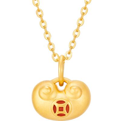 明牌珠宝5D硬金福禄财元宝吊坠