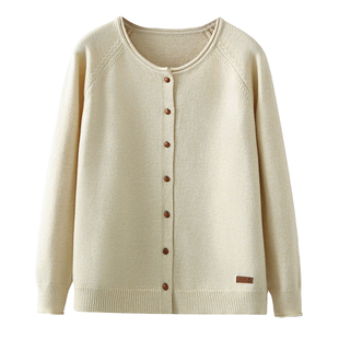 毛衣开衫女大码外套2025秋季新款胖妹妹圆领插肩袖休闲针织衫上衣