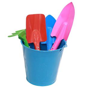 儿童沙滩玩具铁桶铁铲挖沙套装宝宝玩沙戏水赶海小桶铲子植树工具