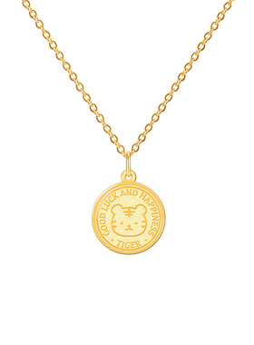 虎年礼物纯银镀金女项链