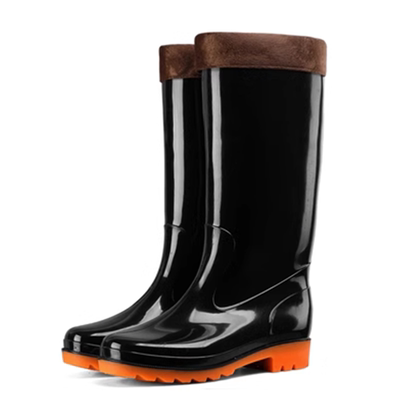 加绒保暖迷彩防滑牛筋底长筒水鞋