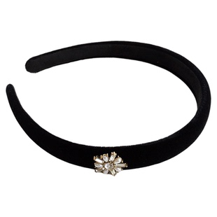 Miss Tura韩国进口黑色丝绒简约花朵镶钻束发头箍发卡头箍