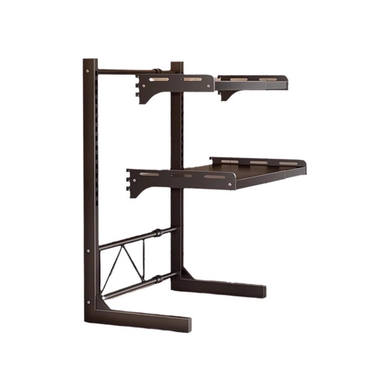 微波炉置物架厨房台面伸缩电饭煲烤箱一体双层收纳支架水槽沥水袋