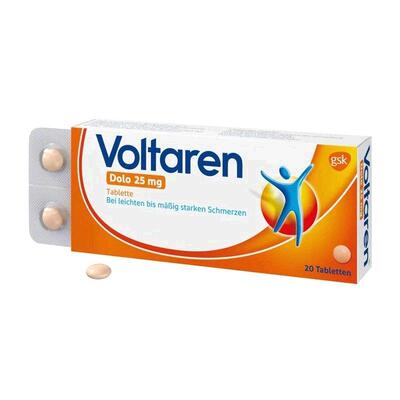 欧洲直邮德国药房Voltaren扶他林关节消炎止疼片20粒双氯芬酸钾