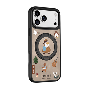 复古女孩适用苹果17promax手机壳新款iphone16por旋转带支架磁吸ip15磨砂全包防摔超薄保护套外壳高级感卡通