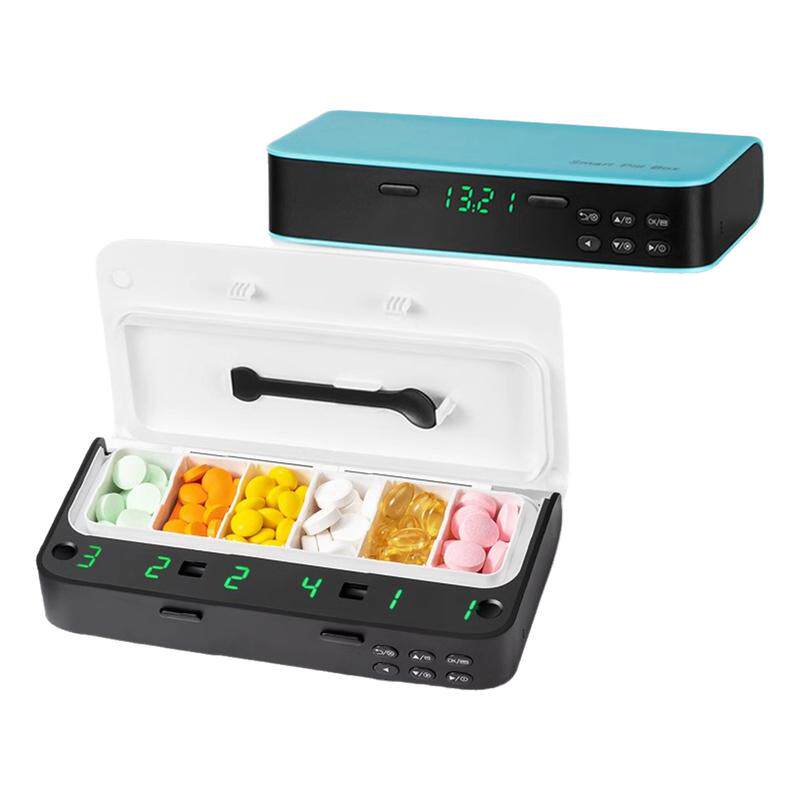 数显便携药盒闹铃震动分格小药盒